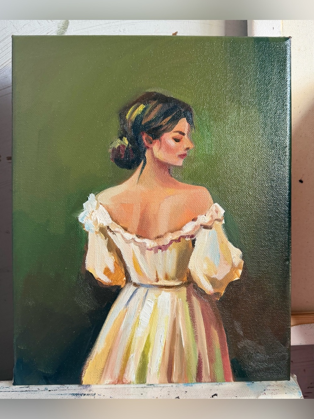 Soft Radiance — Original Figurative Oil Painting, 8 × 10 in